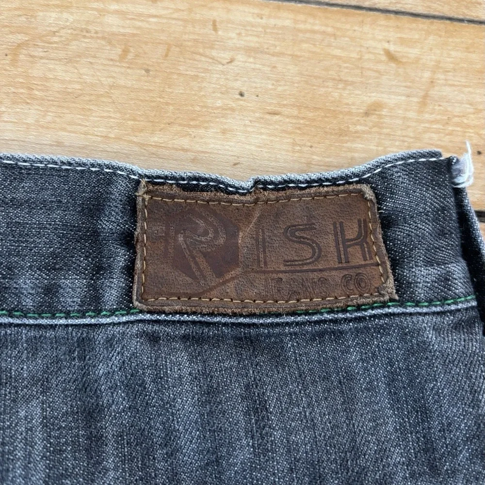 Y2K Risk Denim Baggy Skater Jeans Fits Mens 32x31 Black Faded Grunge Hip Hop